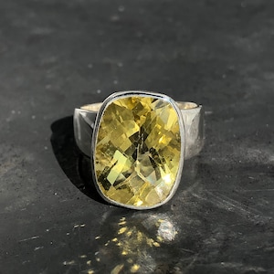 lemon quartz ring - Designer Lemon Quartz Ring - Filigree Lemon Quartz Ring - Lemon Topaz Ring U.K. - Q 1/2 , US - 8 1/2, EU - 58