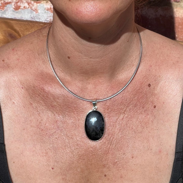 Black tourmaline pendant - Polish tourmaline pendant - natural black tourmaline necklace