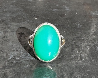 Chrysoprase ring - natural chrysoprase pendant - silver chrysoprase ring size Uk - L1/2, US - 6, EU - 52