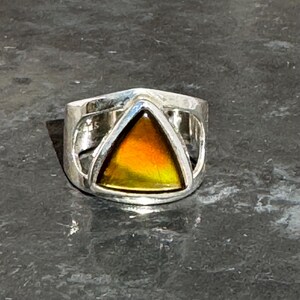 Ammolite - Ammolite ring - sterling silver Ammolite ring size UK - n, US - 7 , EU - 54