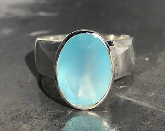 Chalcedony RIng - Aqua  Chalcedony RIng - Designer Filigree Chalcedony Ring