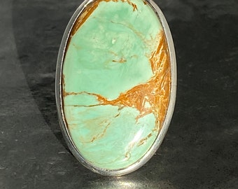 Variscite ring - Oval variscite ring - variscite ring size UK -  S, US - 9, EU - 20
