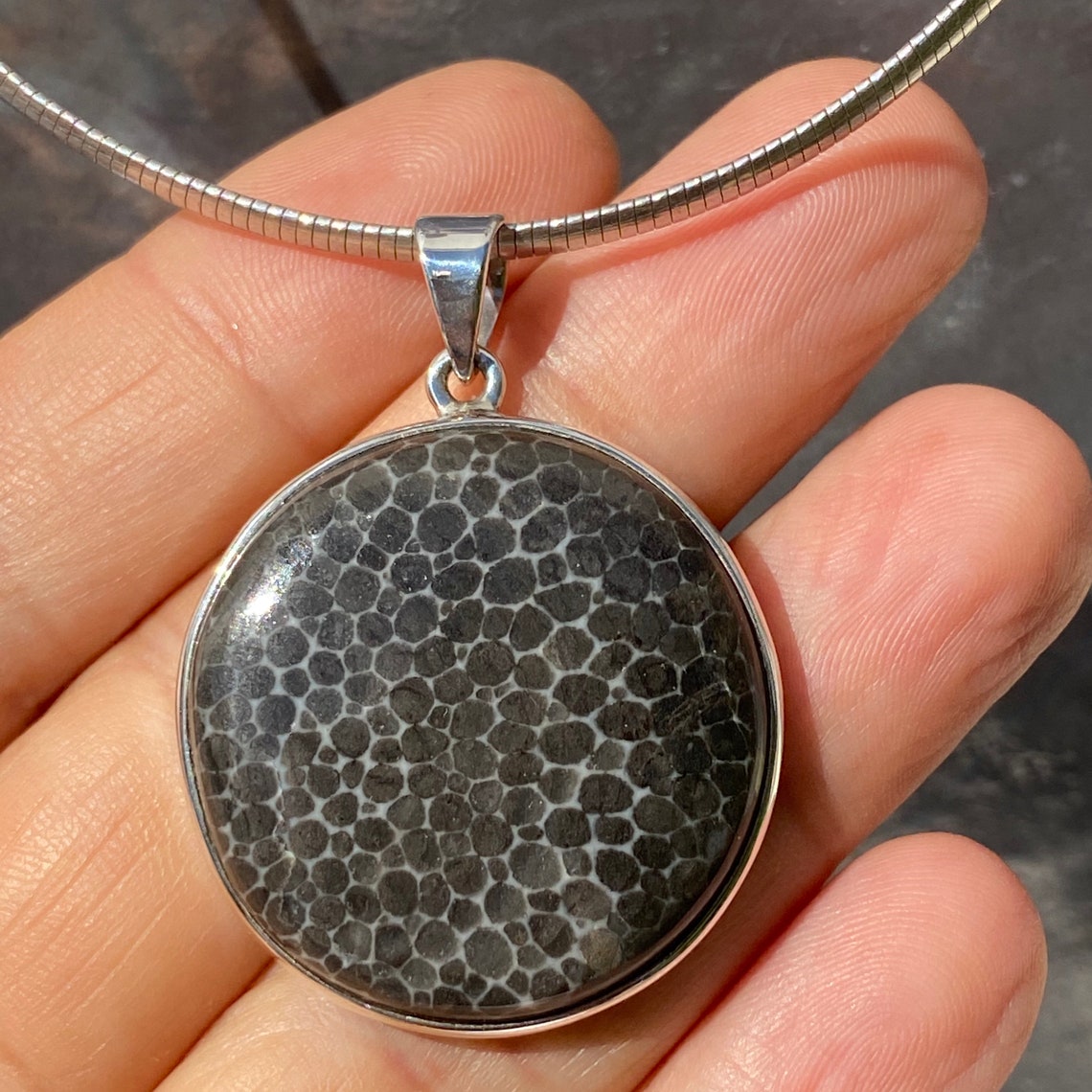 Black Fossil Coral pendant black coral pendant Etsy