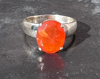 Carnelian Ring - Faceted Carnelian Ring - Natural Carnelian Ring size U.K. - P, US - 7 3/4, EU - 56