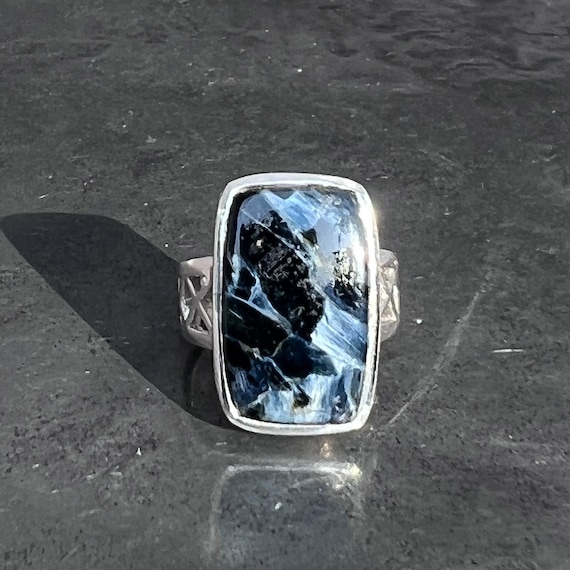 Pietersite Ring  - silver pietersite ring - natural pietersite ring adjustable size - U.K. - K 1/2, US - 5 1/2, EU - 50 1/2