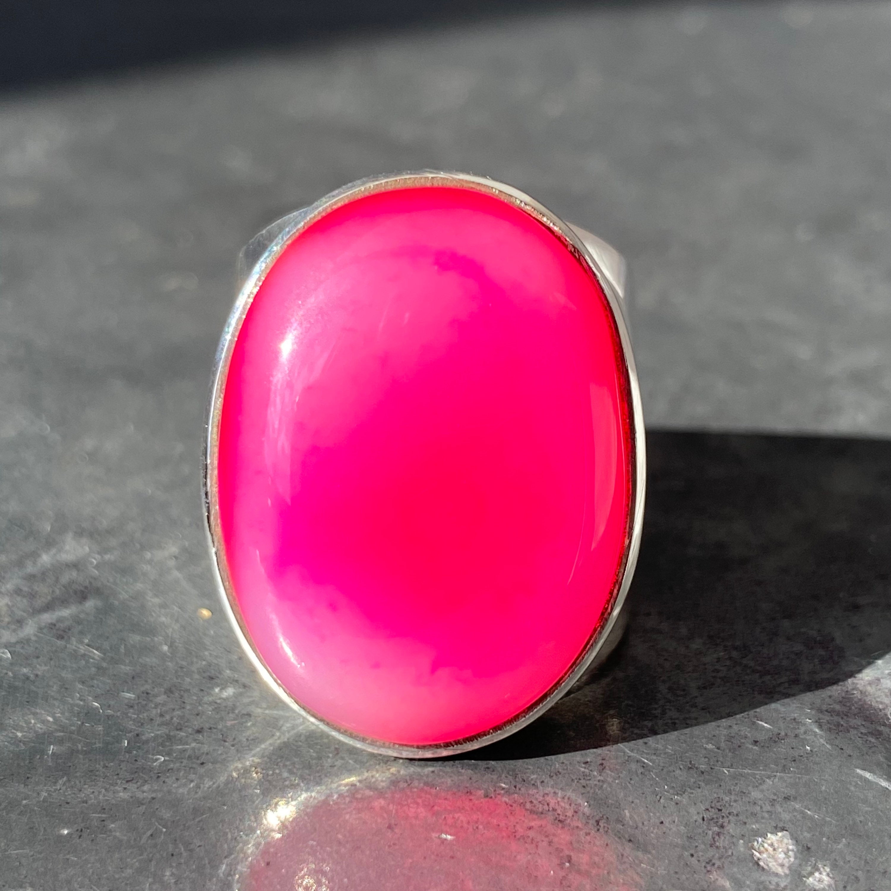 Agate ring Pink Agate ring oval pink agate ring size U.K. | Etsy