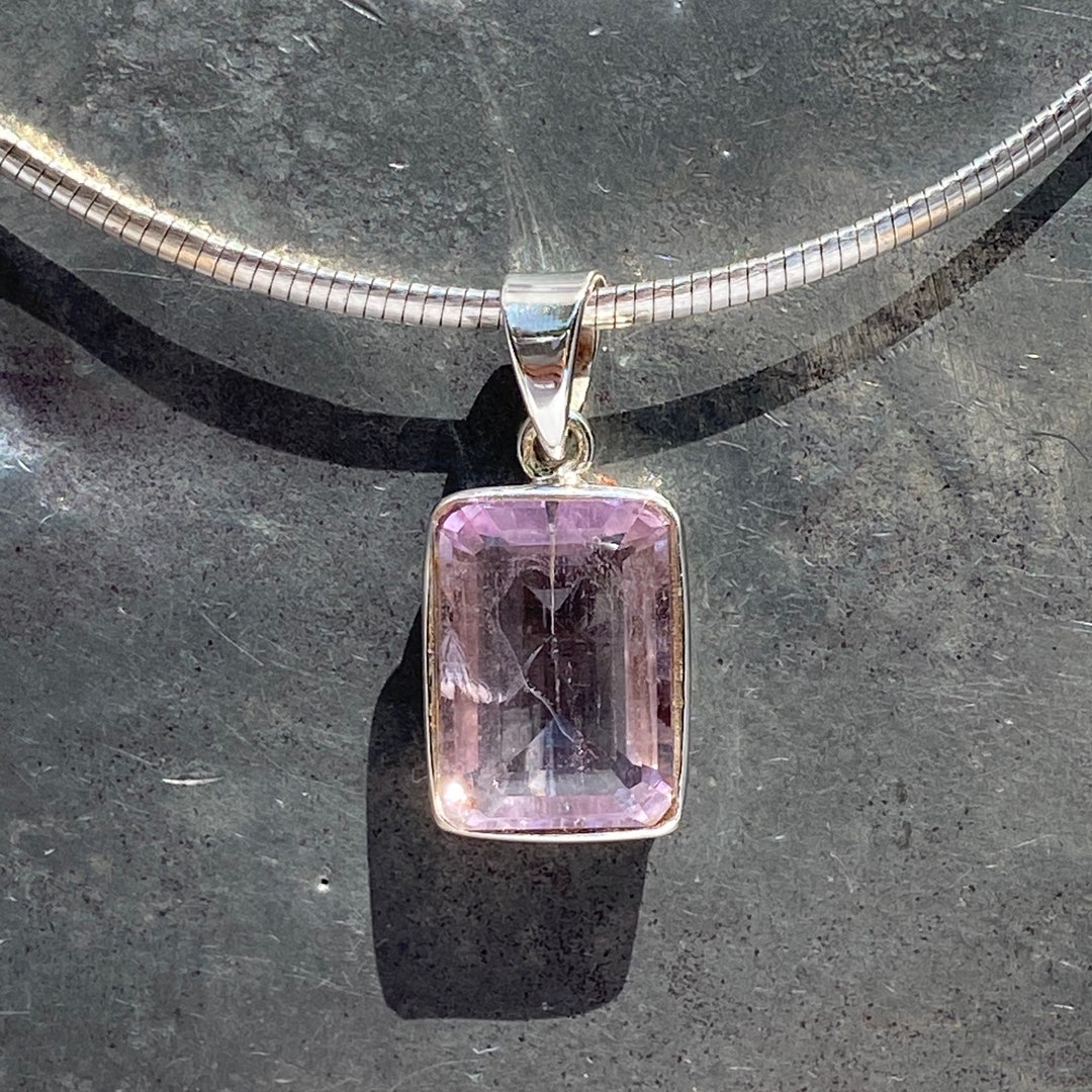 Kunzite Pendant / Kunzite Necklace / Faceted Kunzite Pendant / Etsy