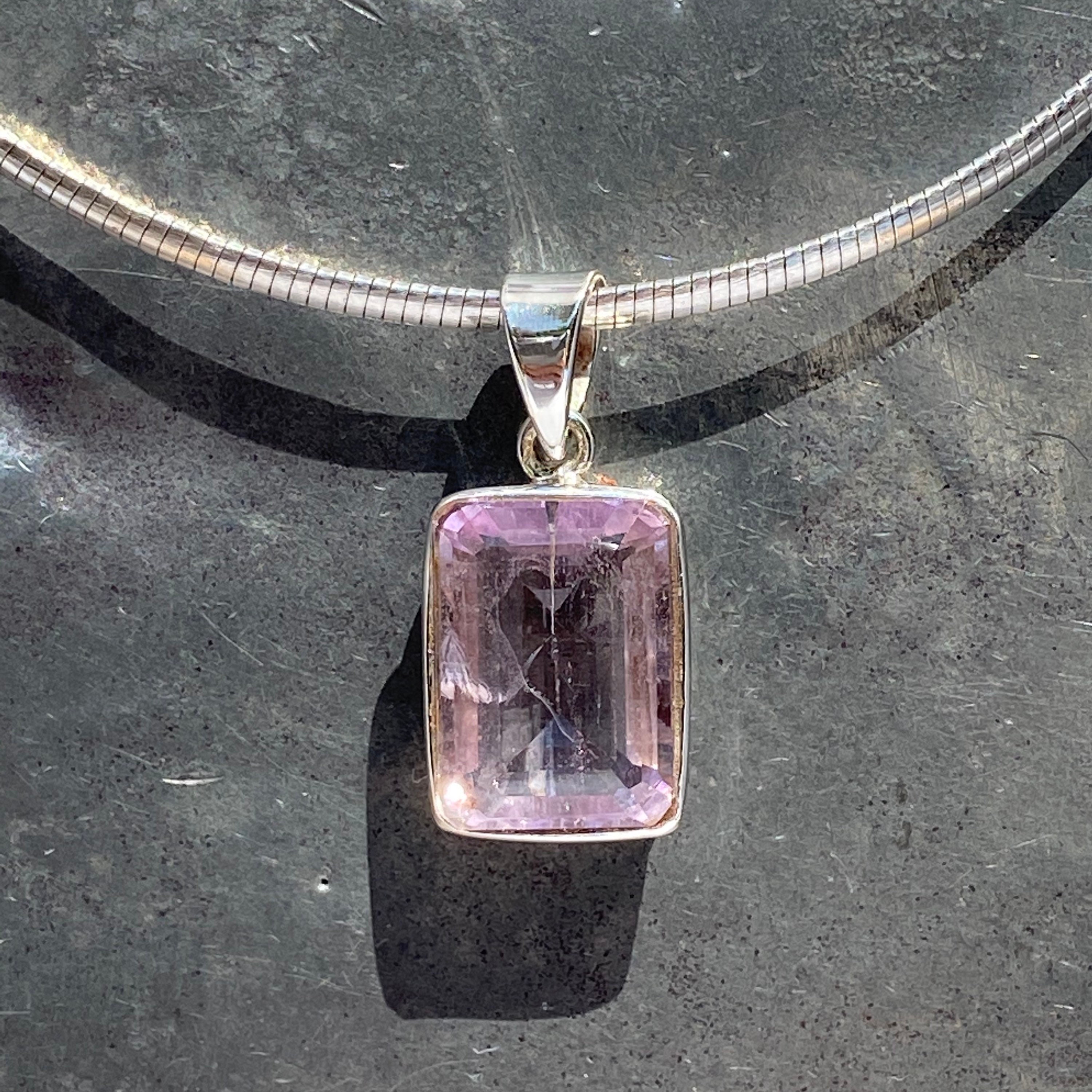 Kunzite Pendant / Kunzite Necklace / Faceted Kunzite Pendant / Etsy