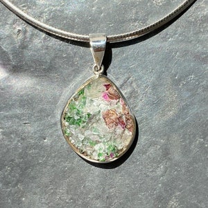 Cobalt Calcite Pendant - cobolt calcite and malachite crystal pendant - raw crystal pendant