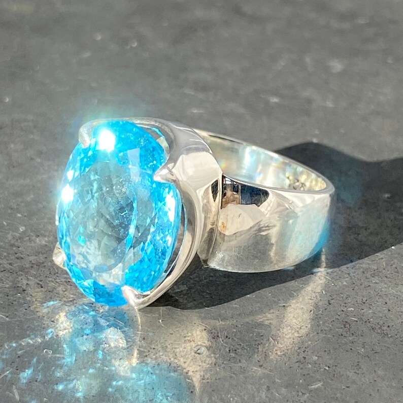 6 34 US Blue Topaz Ring N EU 53 size UK