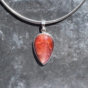 Sunstone pendant - large Sunstone Pendant - silver sunstone necklace