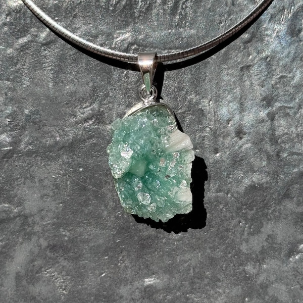 Apophyllite pendant - green apophyllite pendant - natural apophyllite necklace