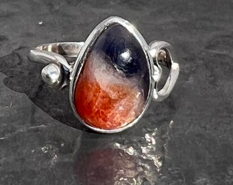 Sunstone Iolite ring - iolite sunstone ring - sterling silver sunstone Iolite ring size - U.K. - O 1/2, US - 7 1/2, EU - 56