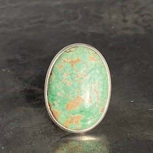 Variscite ring - Oval variscite ring - variscite ring size UK -  P , US - 7 1/2
