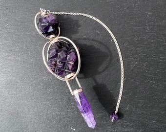 Pendulum - dowsing pendant - designer dowsing pendulum - amethyst dowsing pendulum