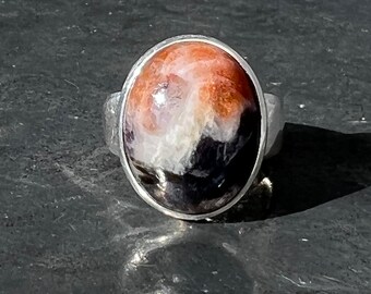 Sunstone Iolite ring - iolite sunstone ring - sterling silver sunstone Iolite ring size - U.K. - R 1/2, US - 8 3/4, EU - 59