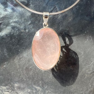 Rose quartz pendant - faceted rose quartz necklace - filigree design rose quartz pendant