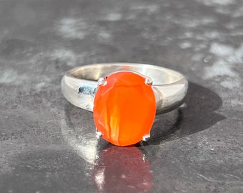 Carnelian Ring - Faceted Carnelian Ring - Natural Carnelian Ring size U.K. - S, US - 9 1/4, EU - 60