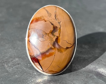 Jasper ring - Chocolate jasper ring  - large jasper ring - brown jasper ring adjustable band size U.K. - R, US - 8 1/2, EU - 58