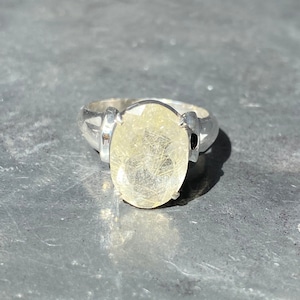 Rutile quartz ring - rutilated quartz ring - golden rutile ring size UK - N, US - 6 3/4, EU - 54