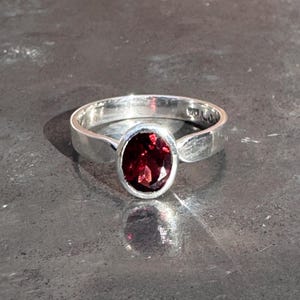 Garnet ring - faceted garnet ring - rubilite garnet ring size UK - O 1/2, US - 7 1/2, EU - 56