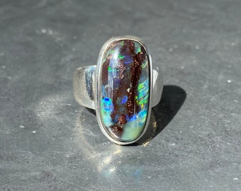 Opal - opal ring - boulder opal ring - chunky opal ring size U.K. - M, US - 6 1/2, EU - 53