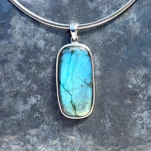 Labradorite Pendant - silver labradorite pendant - blue labradorite necklace
