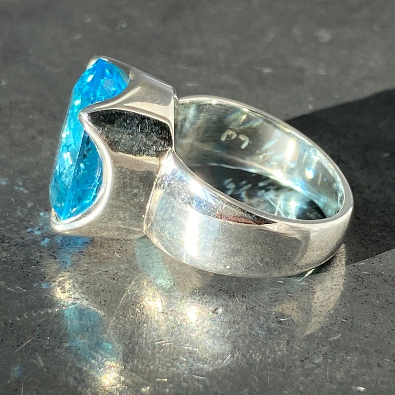 6 34 US Blue Topaz Ring N EU 53 size UK