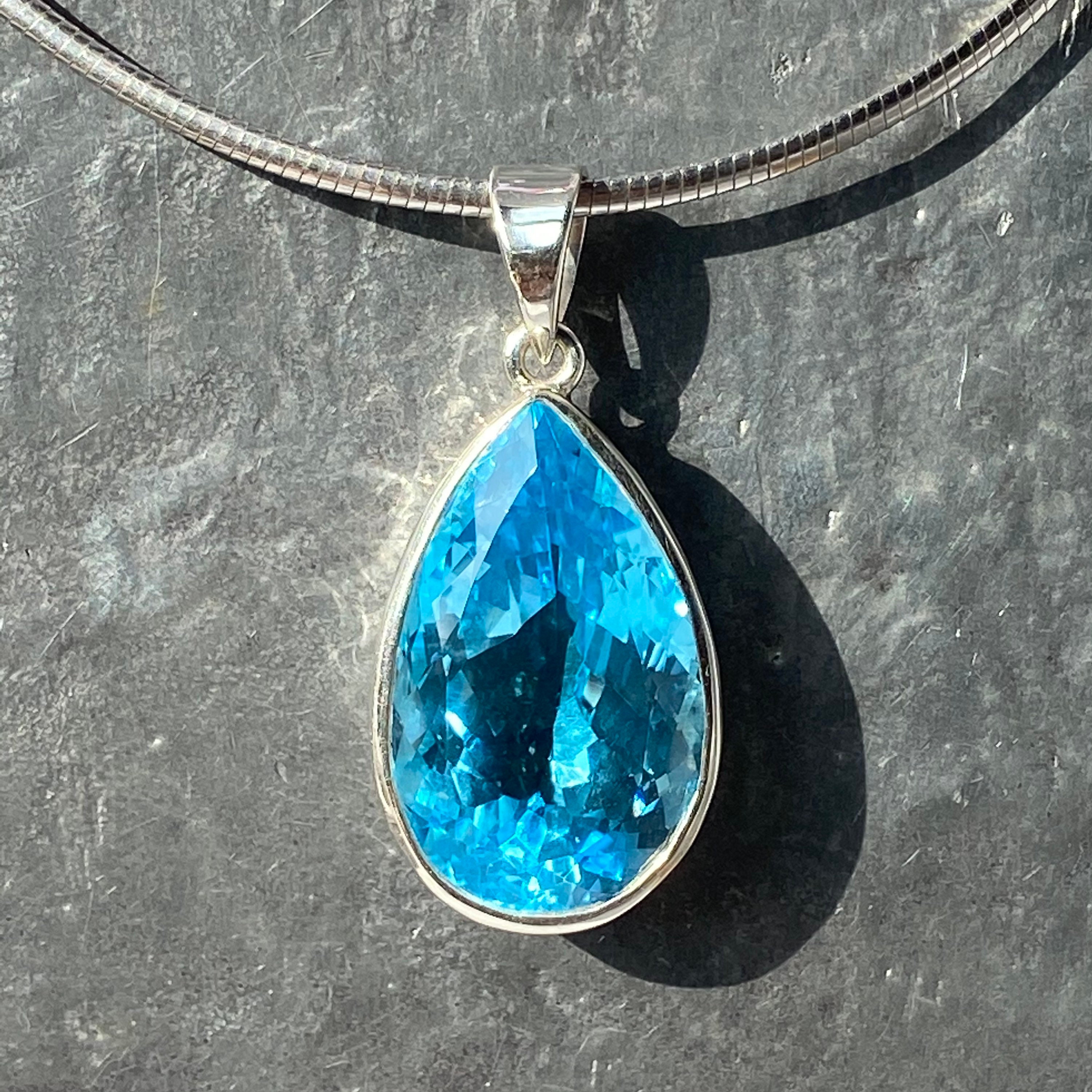 Blue Topaz Pendant large blue topaz pendant filigree | Etsy