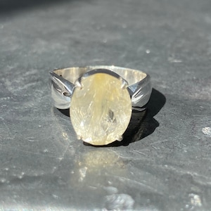 Rutile quartz ring - rutilated quartz ring - golden rutile ring size UK - P, US - 7 3/4, EU - 56