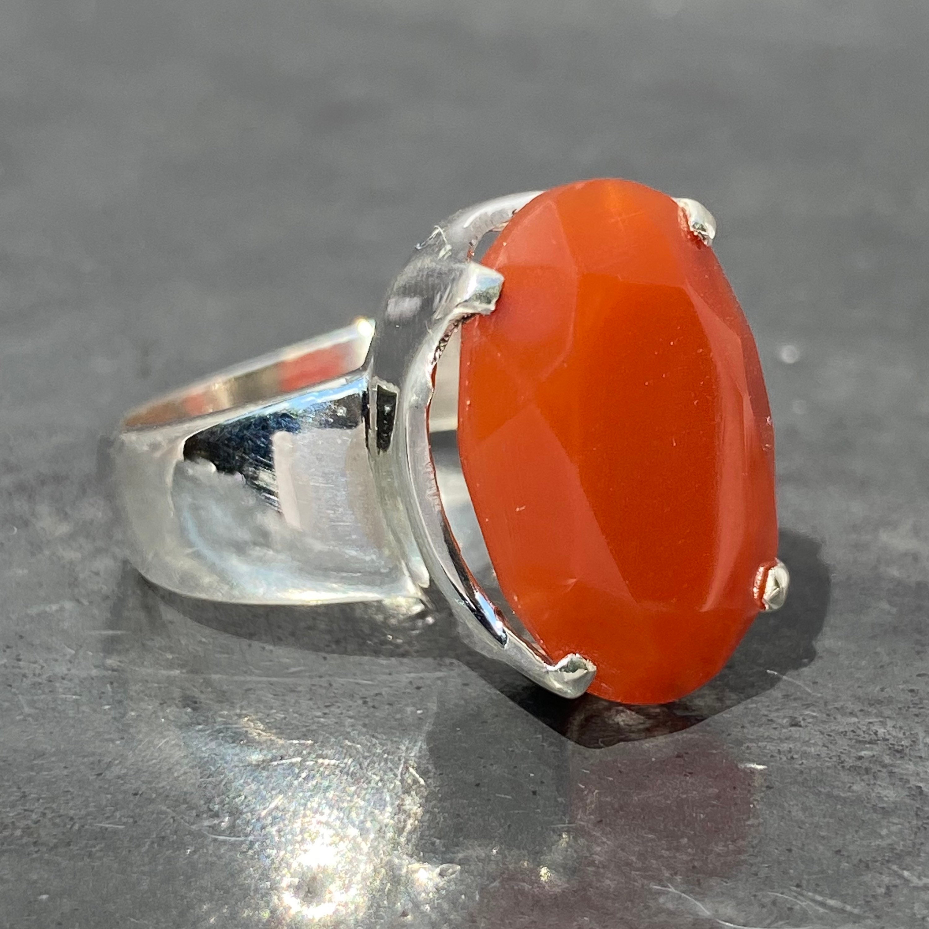 Carnelian Ring Faceted Carnelian Ring Oval Carnelian Ring Etsy