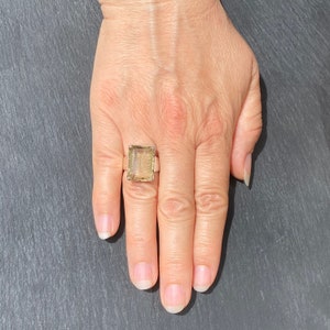 lemon quartz ring - Designer Lemon Quartz Ring - Fancy cut Lemon Quartz Ring - Lemon Topaz Ring size U.K. - O, US - 7, EU - 54 1/2