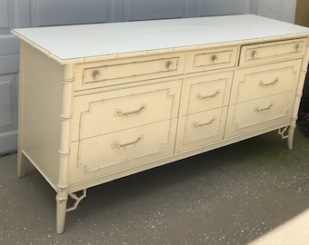 Thomasville Allegro Faux Bamboo 9 Drawer Dresser Chest Mirror Nightstands Etsy