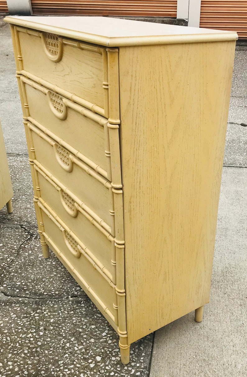 Faux Bamboo 5 Drawer Chest Dresser Etsy