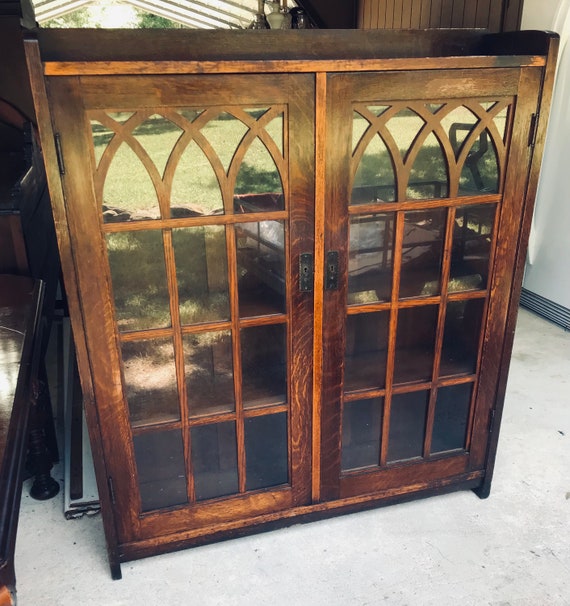 Antique Mission Oak Bookcase Cabinet - Etsy