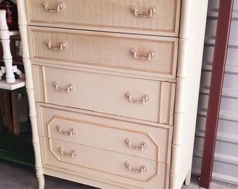 CUSTOMIZING INCLUDED Broyhill Faux Bamboo  Chest 5 Drawer Dresser