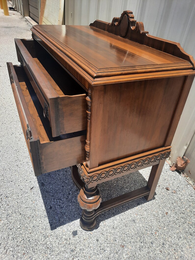 1930s Jacobean Dining Room Set 9 Pieces China Table Chairs