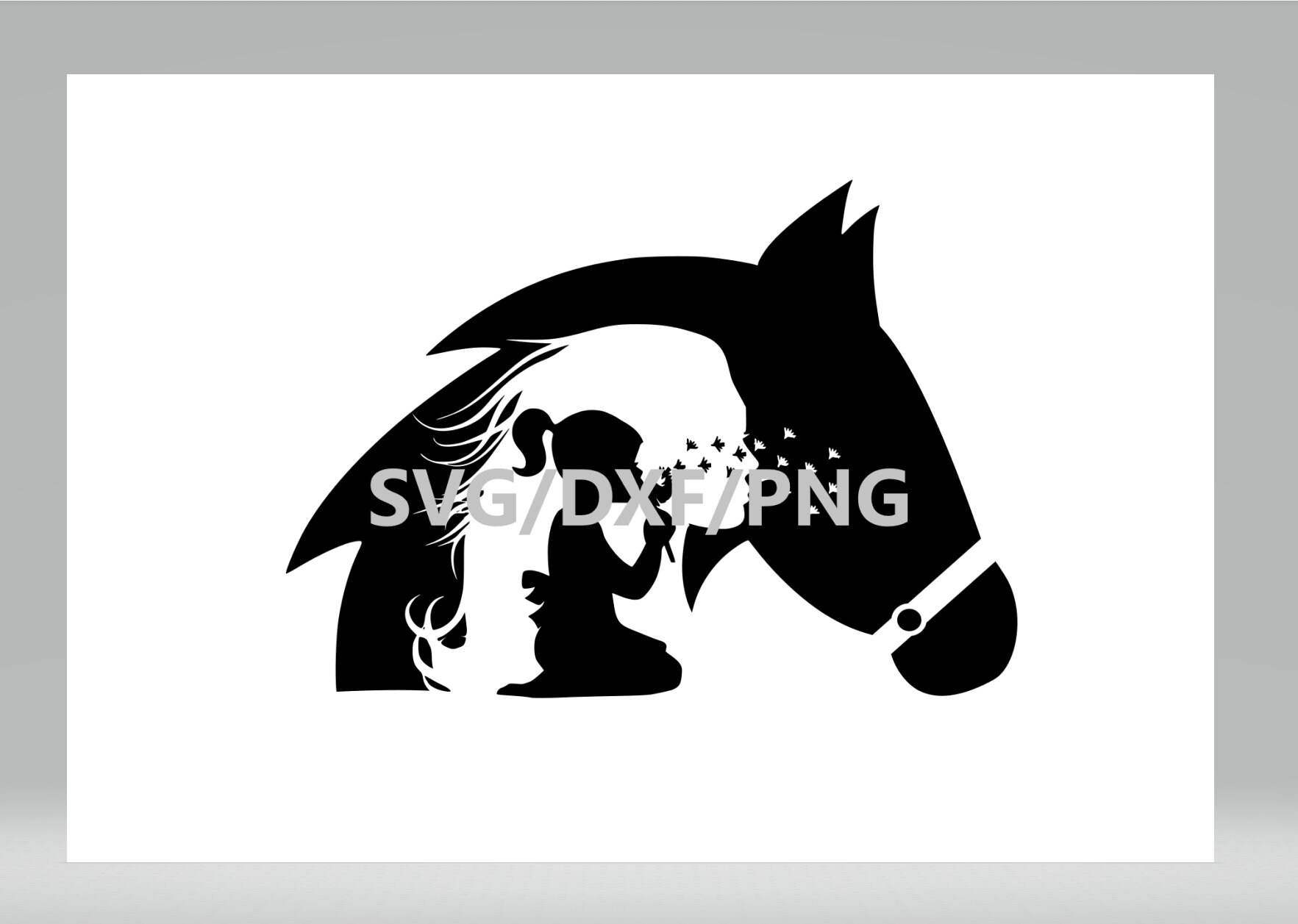 Horse Woman Girl Silhouette SVG/DXF/PNG Etsy