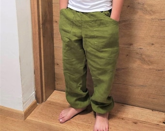 Boys' pants, linen trousers, natural clothing