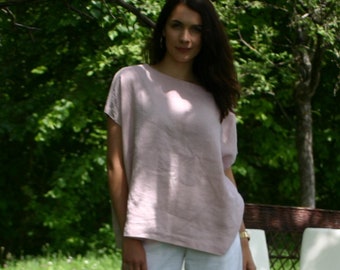 Pink oversized linen tunic NIC , summer tunic, shirt for women, natural clothing