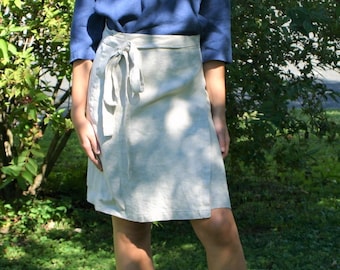 Linen skirt AJDA, linen  wrap skirt, linen mini skirt, natural clothing for women, linen short skirt