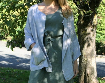 Natural linen jacket TEJA,  loose linen jacket, oversize jacket