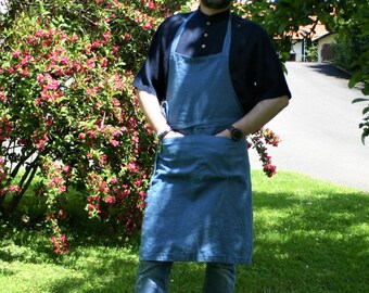 Linen apron, apron for men, linen apron for women, unisex apron, blue apron