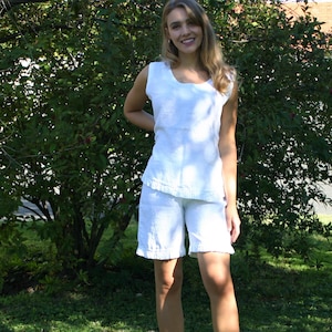 Leinen Pyjama Set Frauen, Leinen Top, Leinen Shorts, Slip Dress, Slip Top, natürliche Kleidung