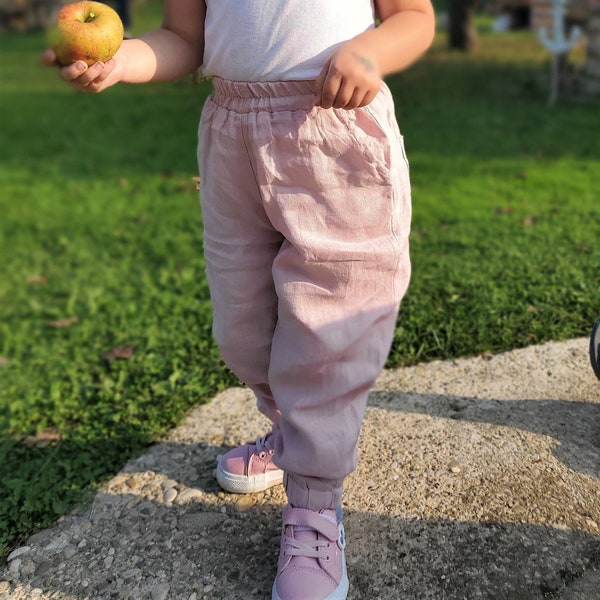 Linen children's trousers, linen pants for girls, baby pants, natural clothing for kids