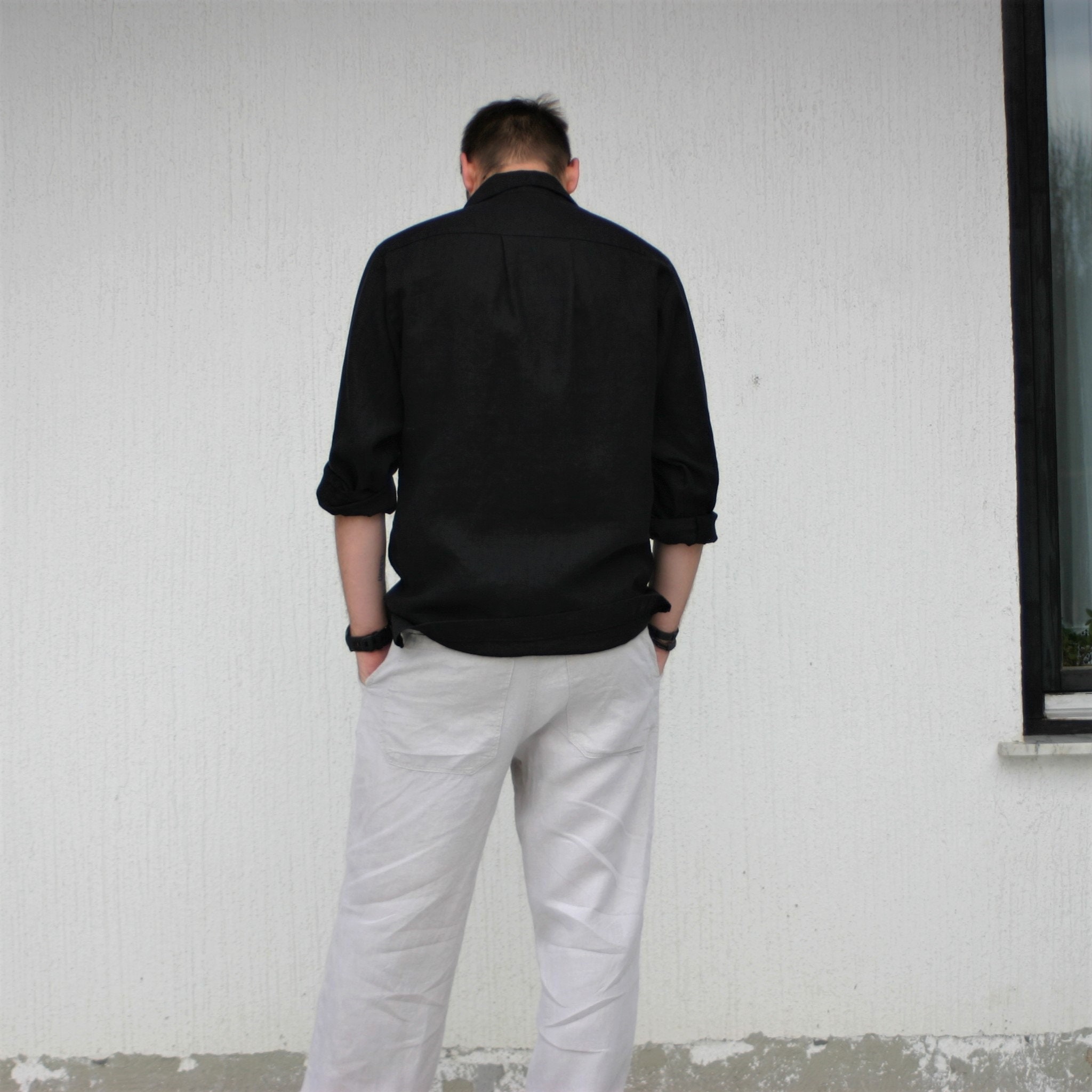 Mens Classic Linen shirt - Black