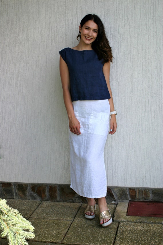 White Linen Skirt