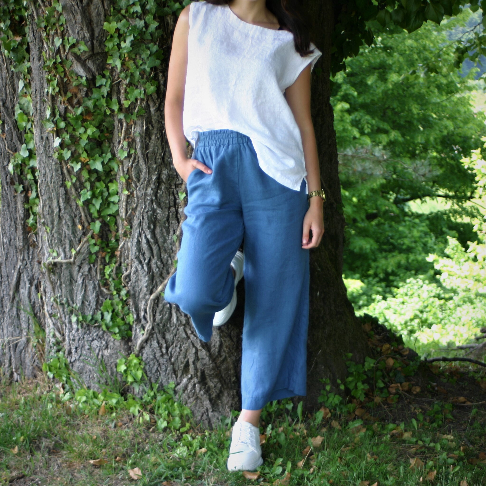 ☀︎美品 LINEA PANTALONI 48 イタリア製 ¥32,000程 Linen Baggy Pants, Long Linen Pants, Striped Linen Pants