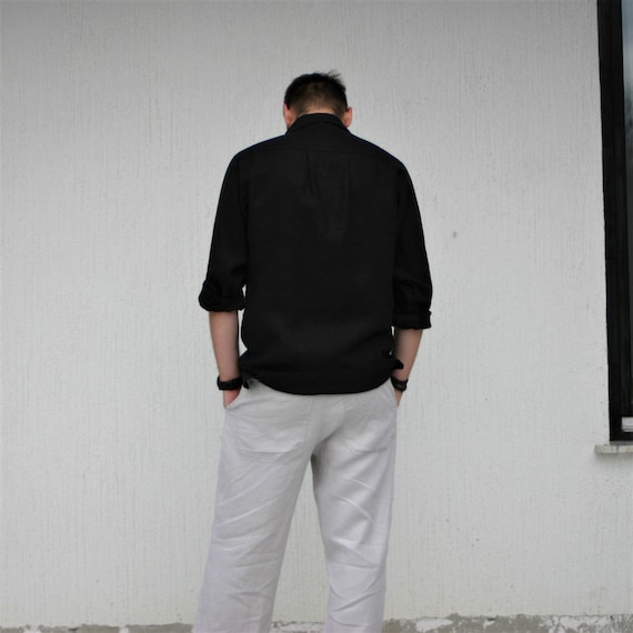 Pantaloni lunghi da uomo in lino abbigliamento naturale da | Etsy Italia