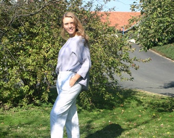 Linen pants MARI, white linen long pants for women, natural clothing, long linen pants,  flax trousers